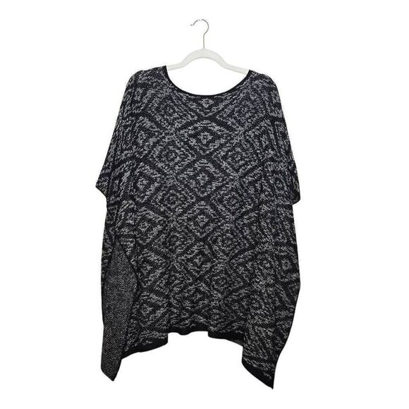 Eileen Fisher Organic Linen Poncho Pattern OS - Picture 3 of 6